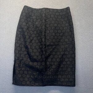 Anthropologie Maeve Skirt Women Sz 0 Black Polka Dot Pencil Knee Length Side Zip